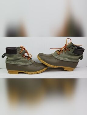 LL Bean Wmns Olive Gray/Gum 6" Padded Collar Bean Boots Luxe LE - Size 6 M - GUC